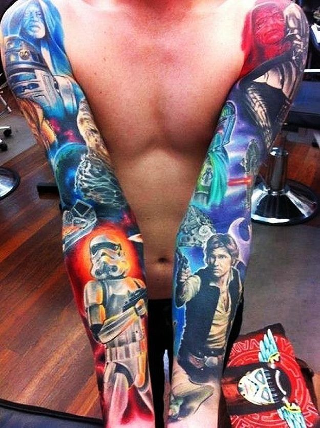 Star Wars Full Colour Arm Tattoo Ideas Tattoo Design