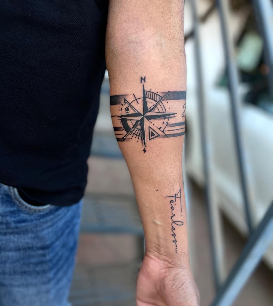 Stylish compass design armband tattoo inspiration Tattoo Design