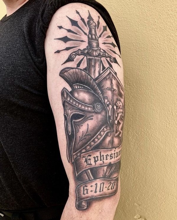 Chainmail Forearm Armor with Buckle Details Tattoo Design