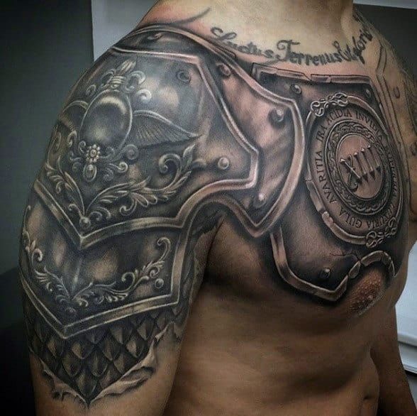 Decorative Forearm Armor with Feminine Detailing Tattoo Design