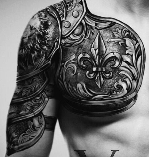 Roman Helmet and Sword Upper Arm Armor Tattoo Tattoo Design