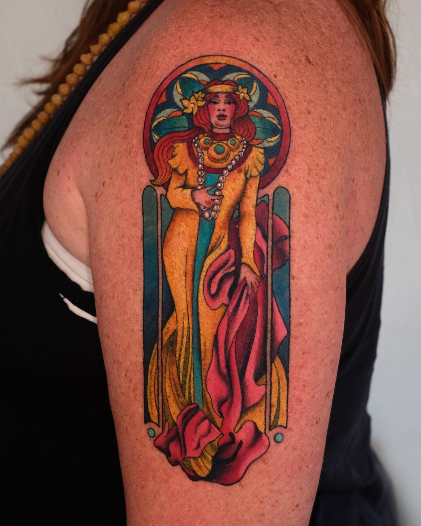 Elegant art nouveau tattoo showcasing feminine grace Tattoo Design