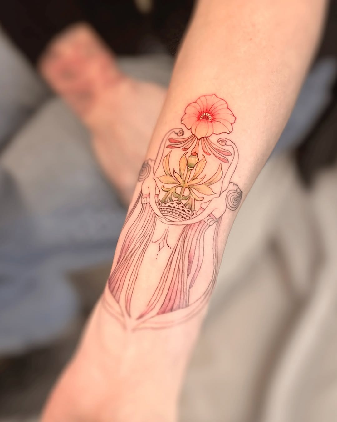 Elegant floral art nouveau tattoo Artwork Tattoo Design