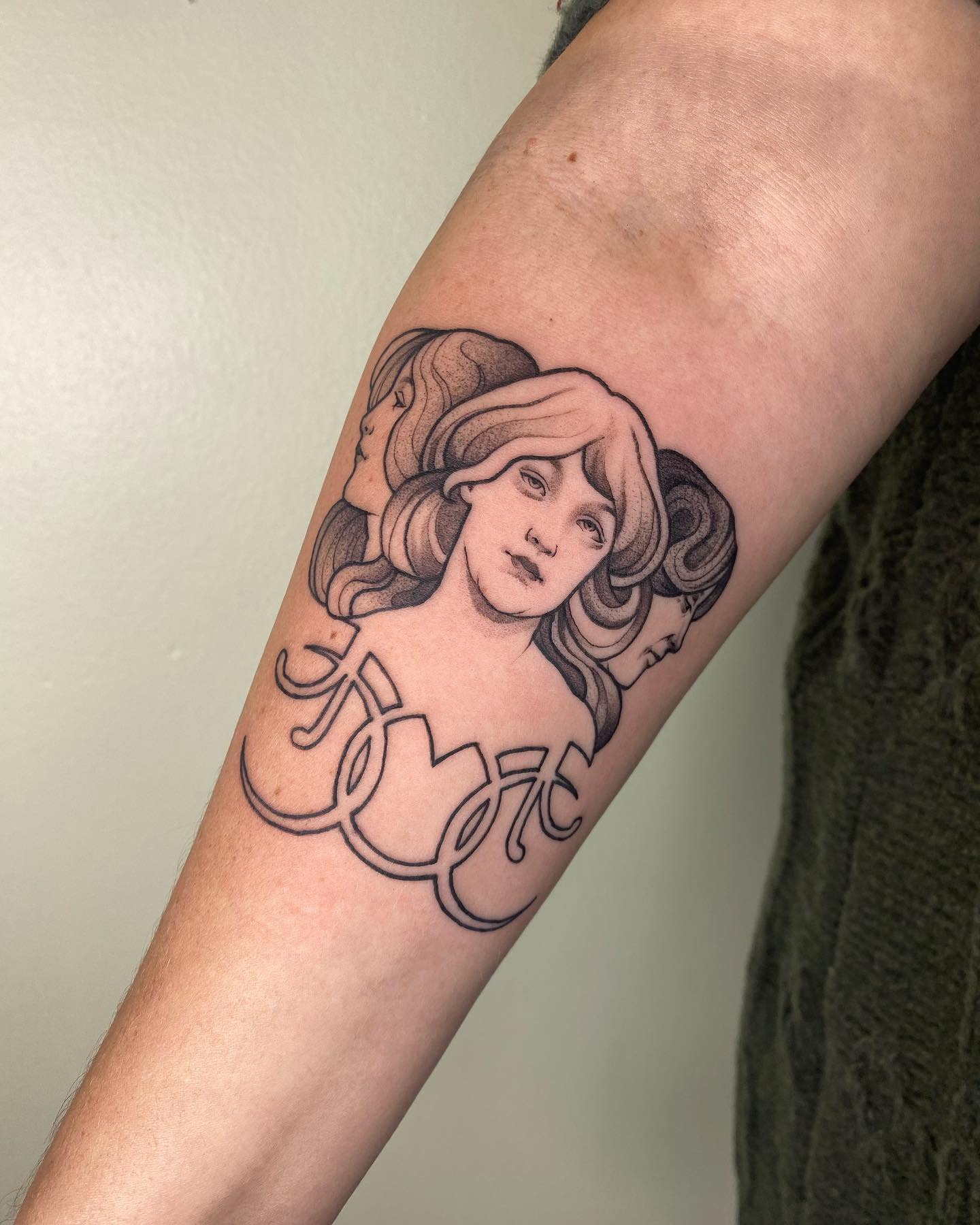 Intricate Art Nouveau Female Portrait Tattoo Tattoo Design