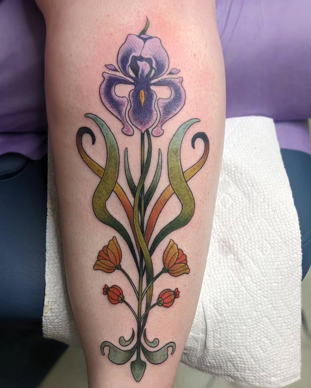 Intricate art nouveau iris tattoo design for elegance Tattoo Design
