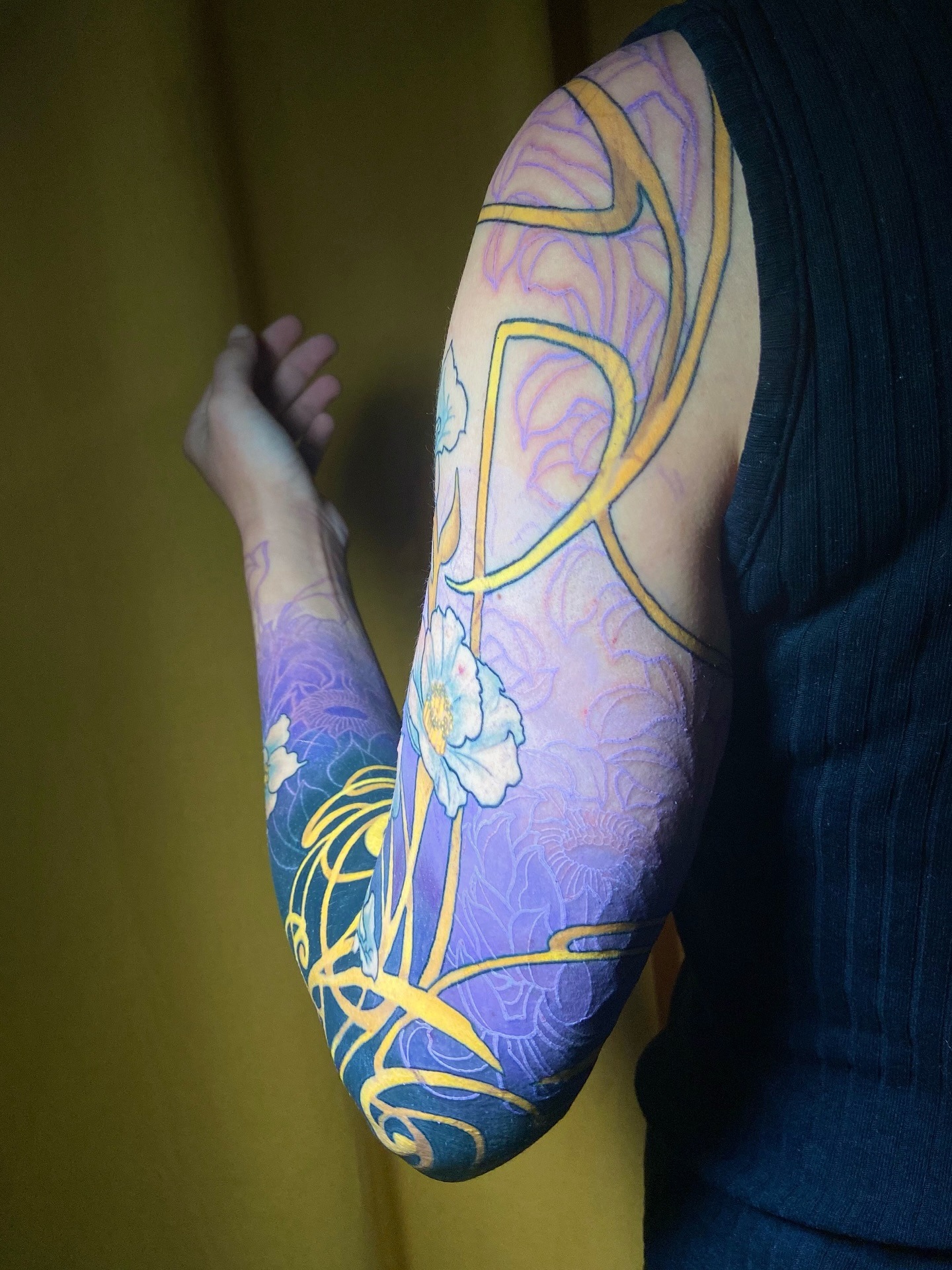 Vibrant art nouveau floral tattoo design Tattoo Design