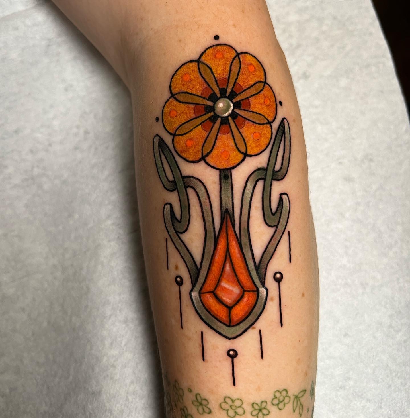 Vibrant art nouveau flower tattoo design Tattoo Design