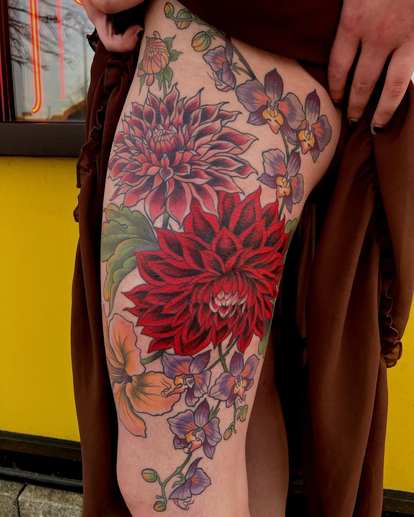 Vibrant Floral Art Nouveau Tattoo Design Tattoo Design