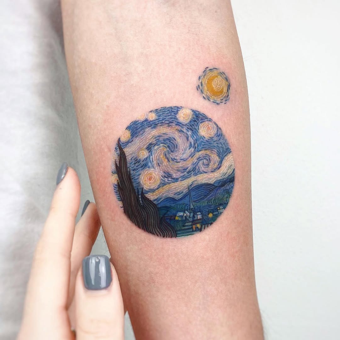 A vibrant homage to Van Gogh’s masterpiece Tattoo Design