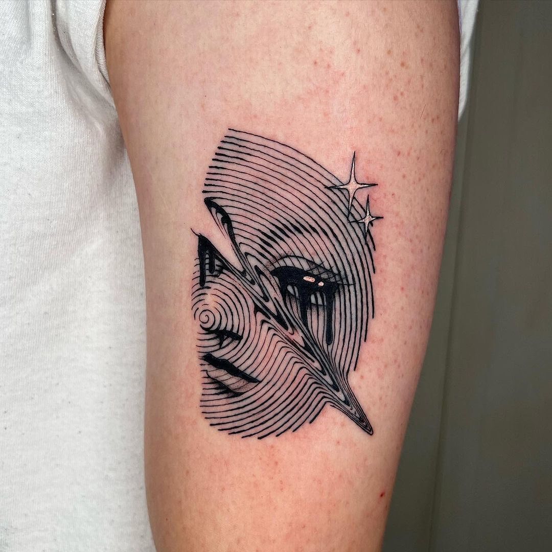 Abstract face with cosmic elements tattoo design Tattoo Design