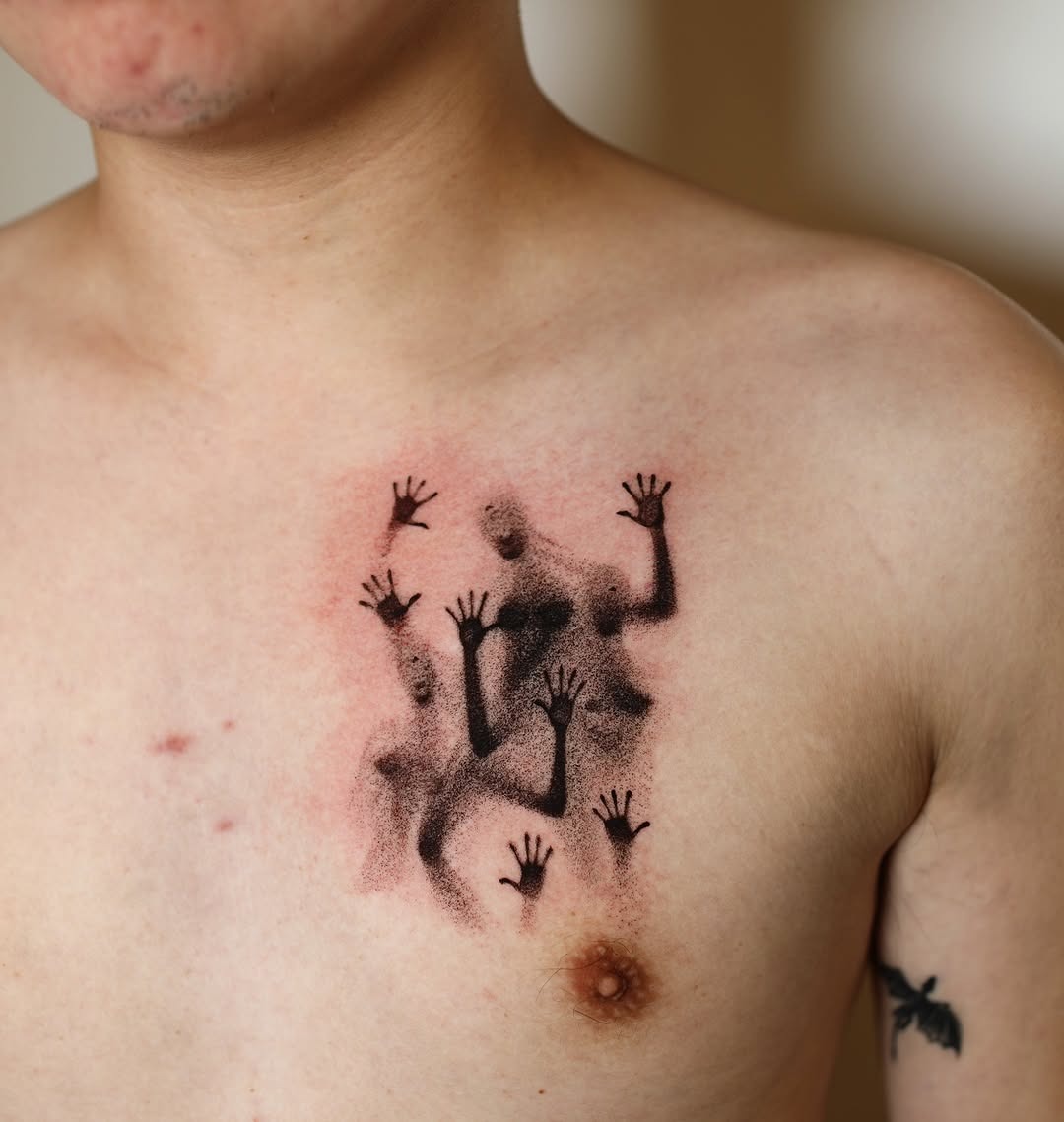 Intriguing hands creating a shadowy effect Tattoo Design