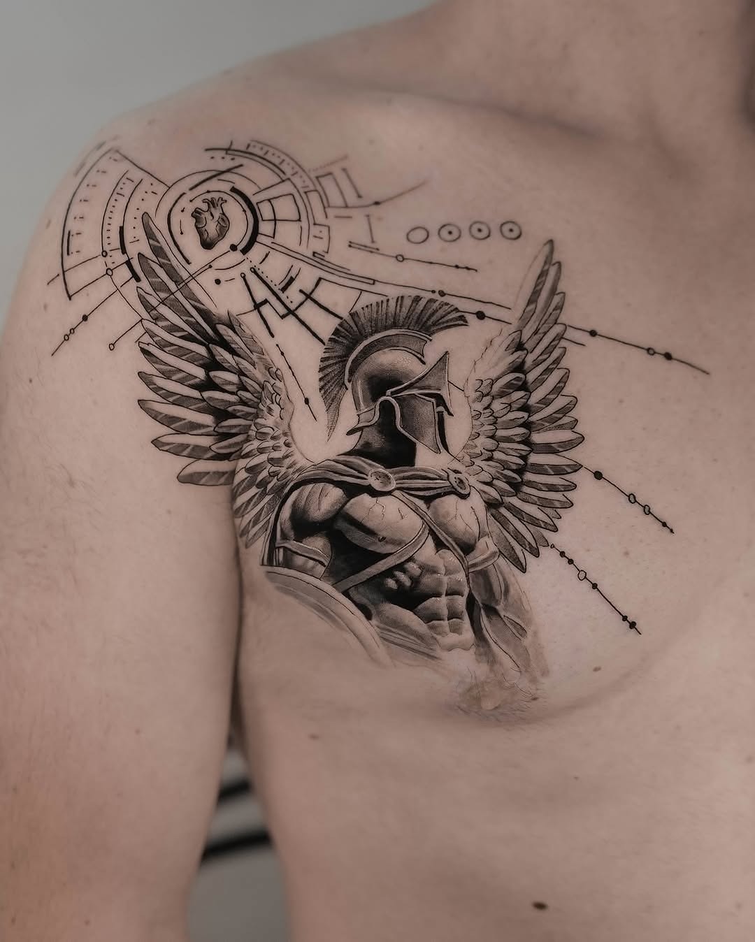 Majestic winged Spartan warrior tattoo design Tattoo Design