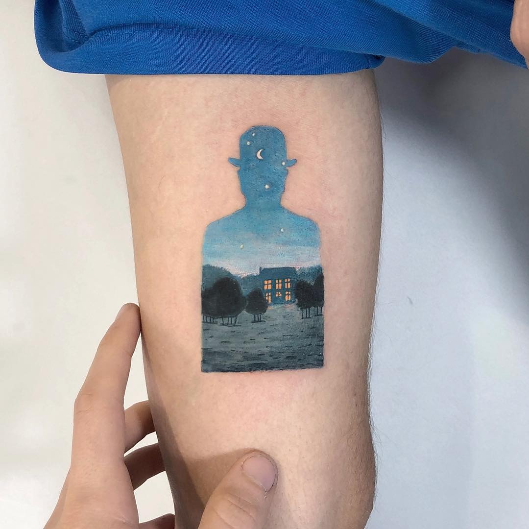 Stunning outdoor scene within a silhouette tattoo Tattoo Design