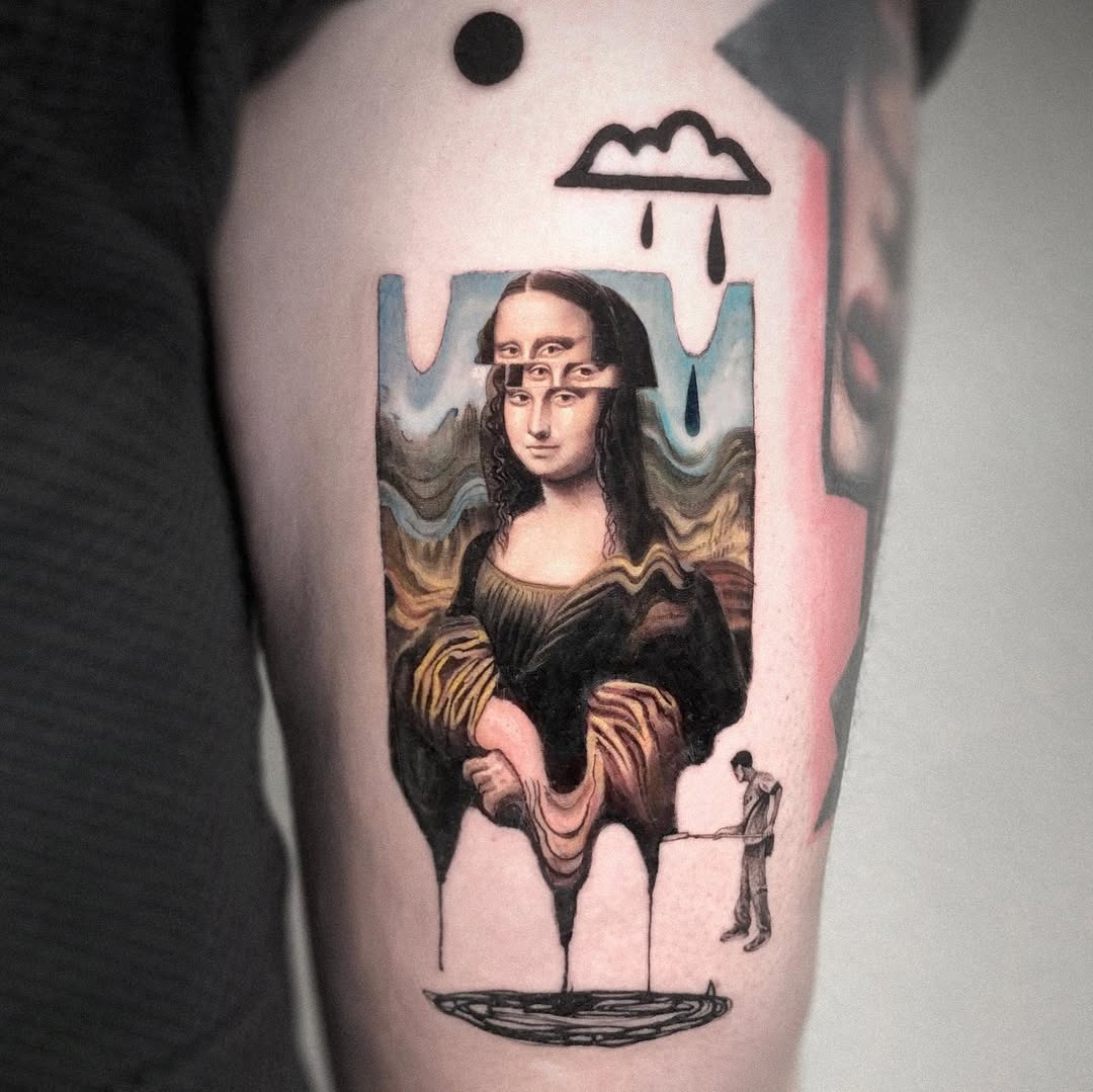 Surreal Expression of Classic Art in Ink Tattoo Design