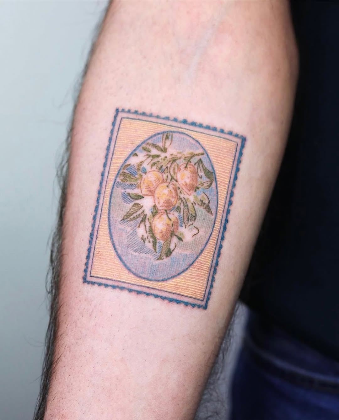 Unique peach floral tattoo design on arm Tattoo Design
