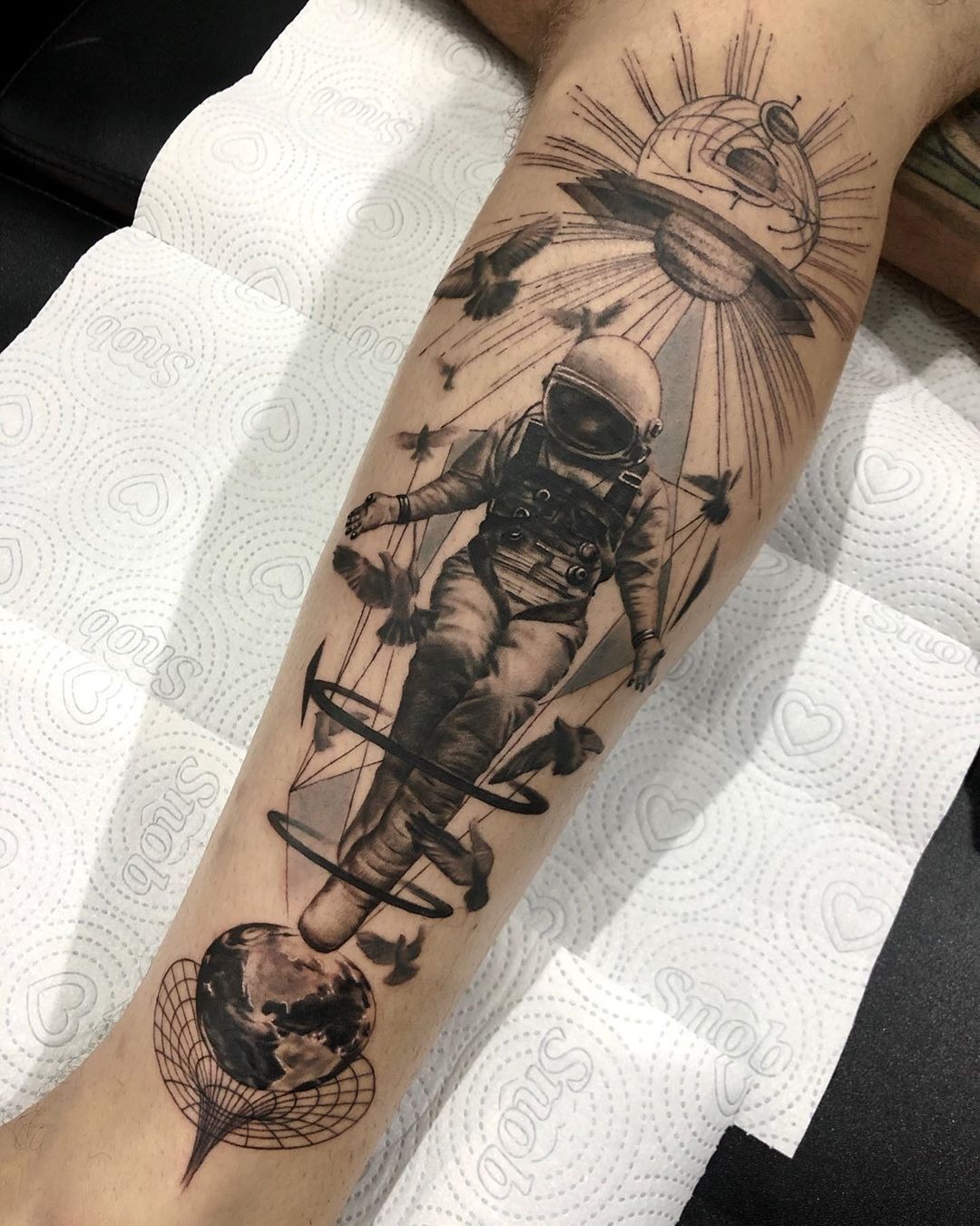 Astronaut and Shuttle Space Tattoo Tattoo Design