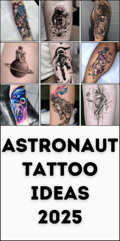 Astronaut and Time Piece Tattoo Tattoo Design