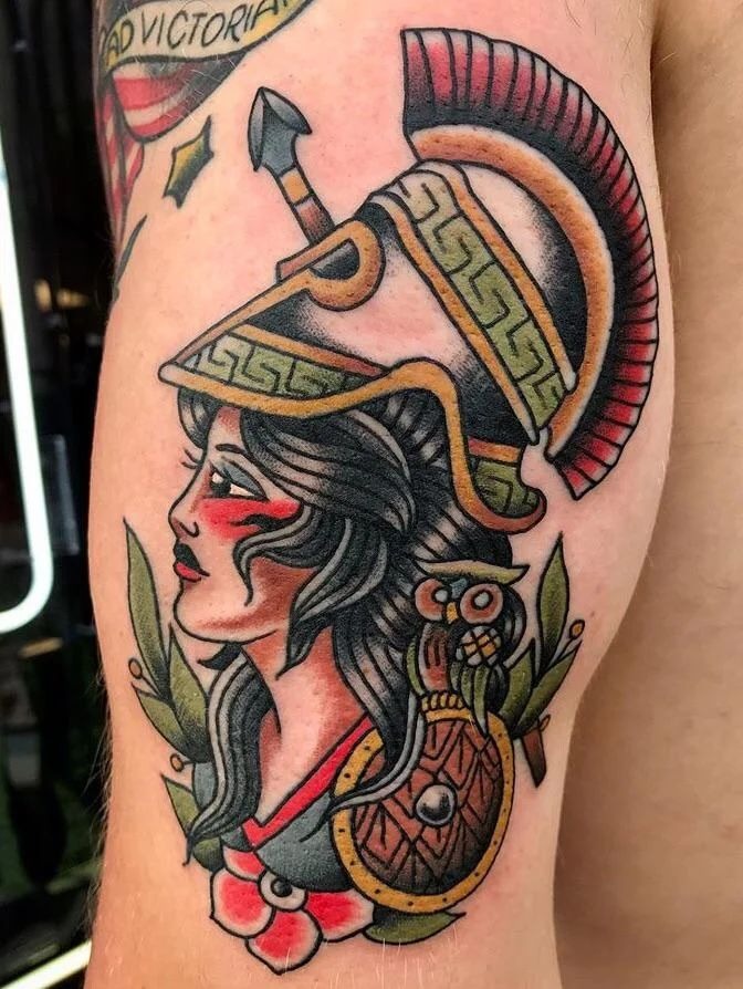Medusa and Athena Split-Face Symbol Tattoo Tattoo Design