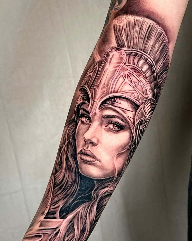 Realism Athena Helmet Portrait Tattoo Tattoo Design