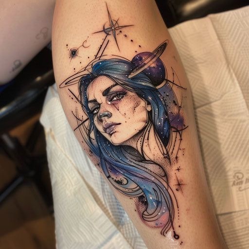 Traditional Athena and Owl of Wisdom Tattoo Tattoo Design