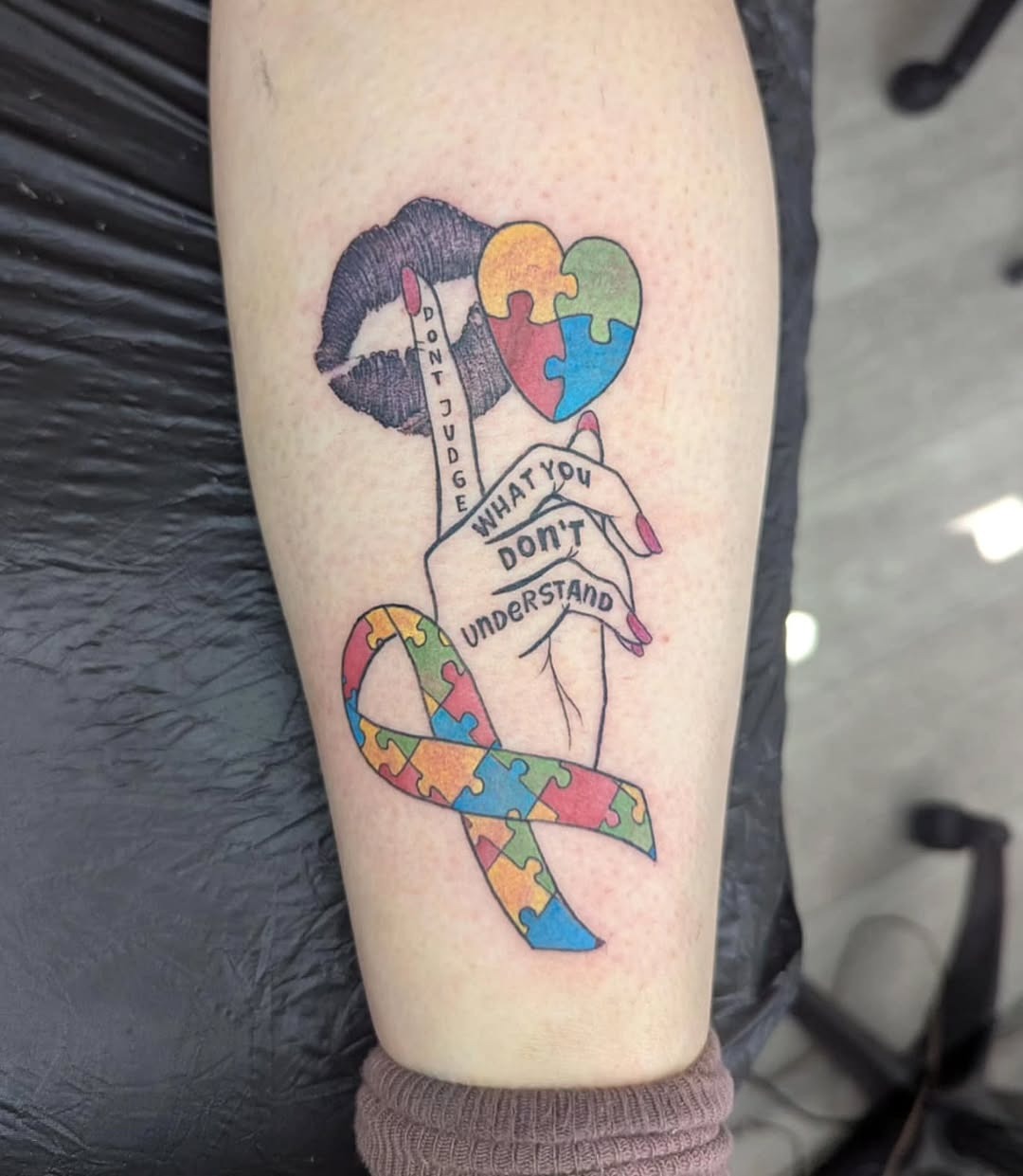 A bold expression of autism awareness and love Tattoo Design