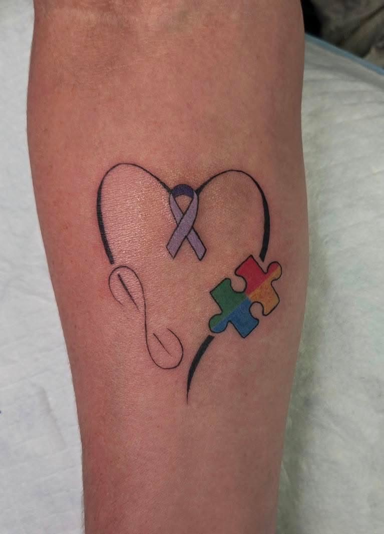 Elegant Heart With Autism Puzzle Piece Tattoo Tattoo Design