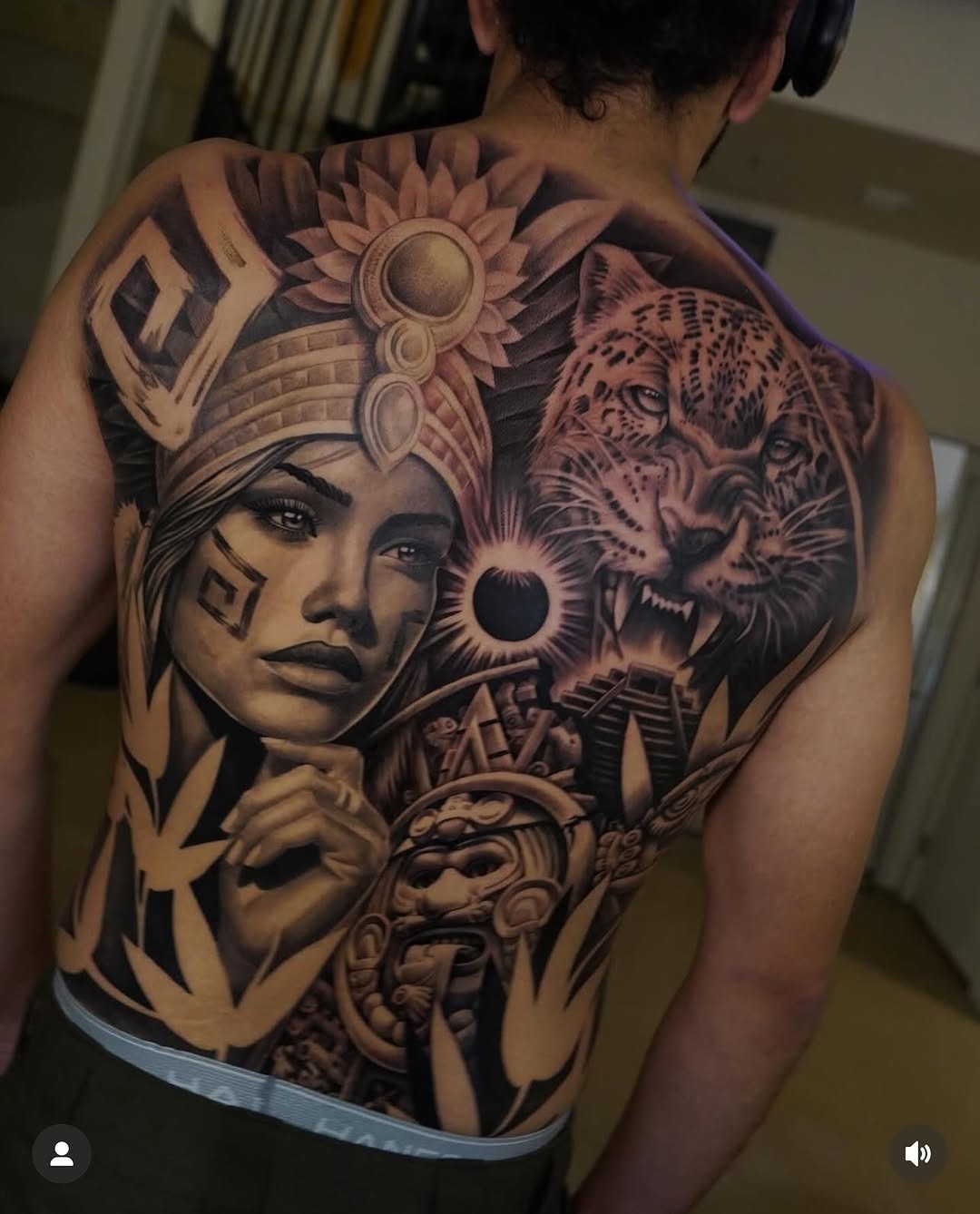 Intricate Aztec-styled tattoo showcasing beauty and power Tattoo Design