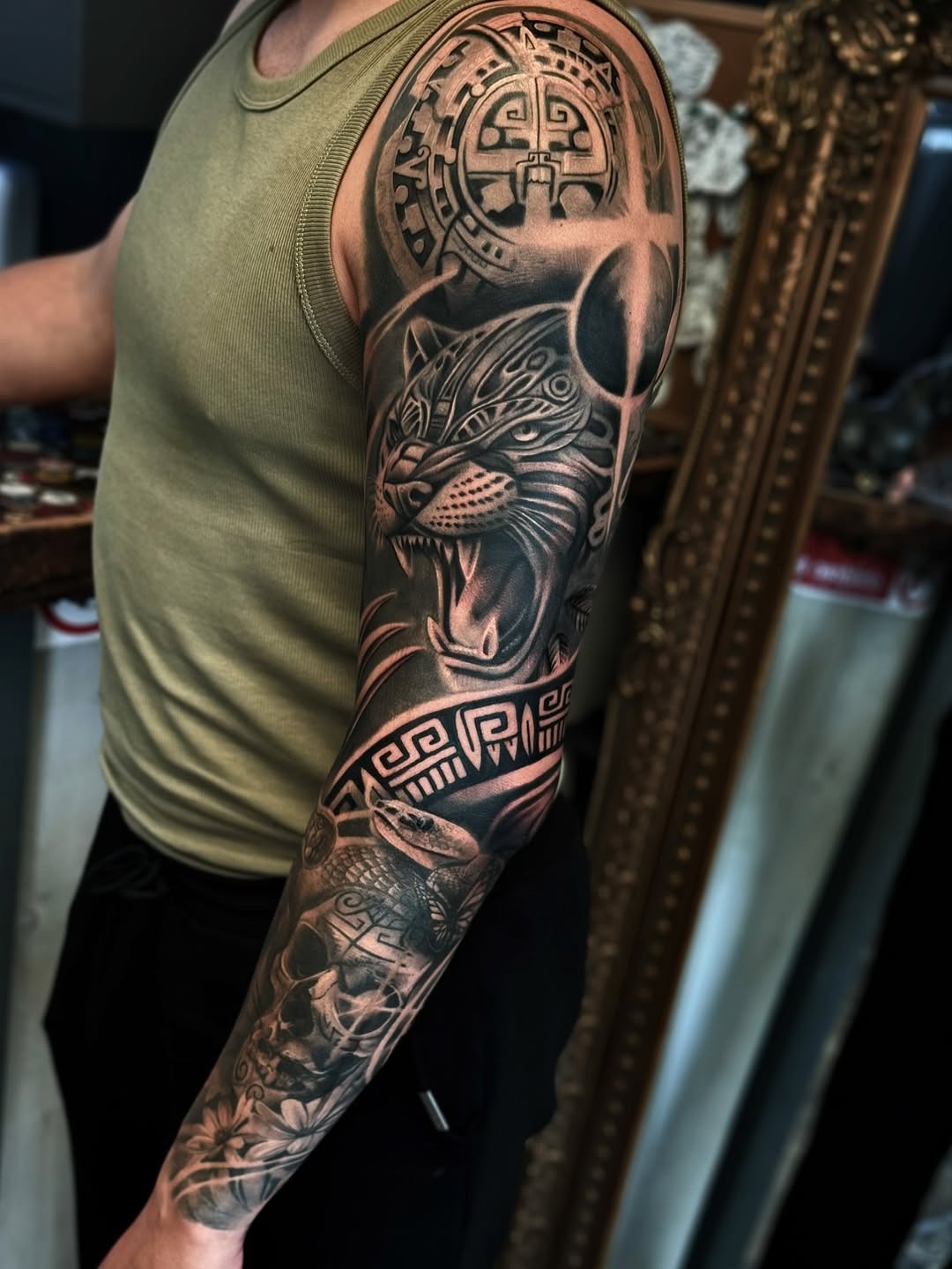 Striking Aztec Panther Tattoo on Arm Tattoo Design