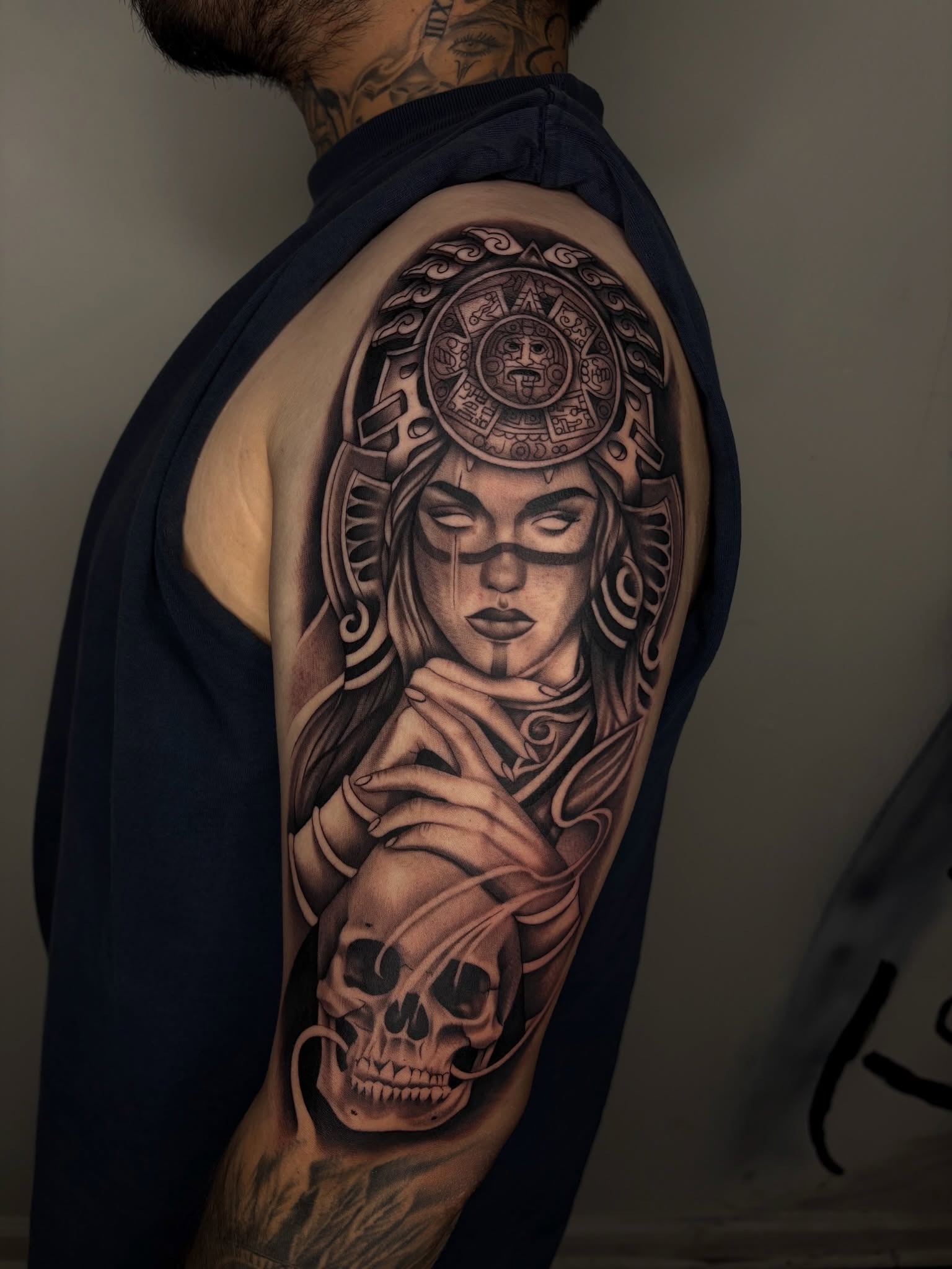 Aztec Priestess Skull Tattoo Tattoo Design