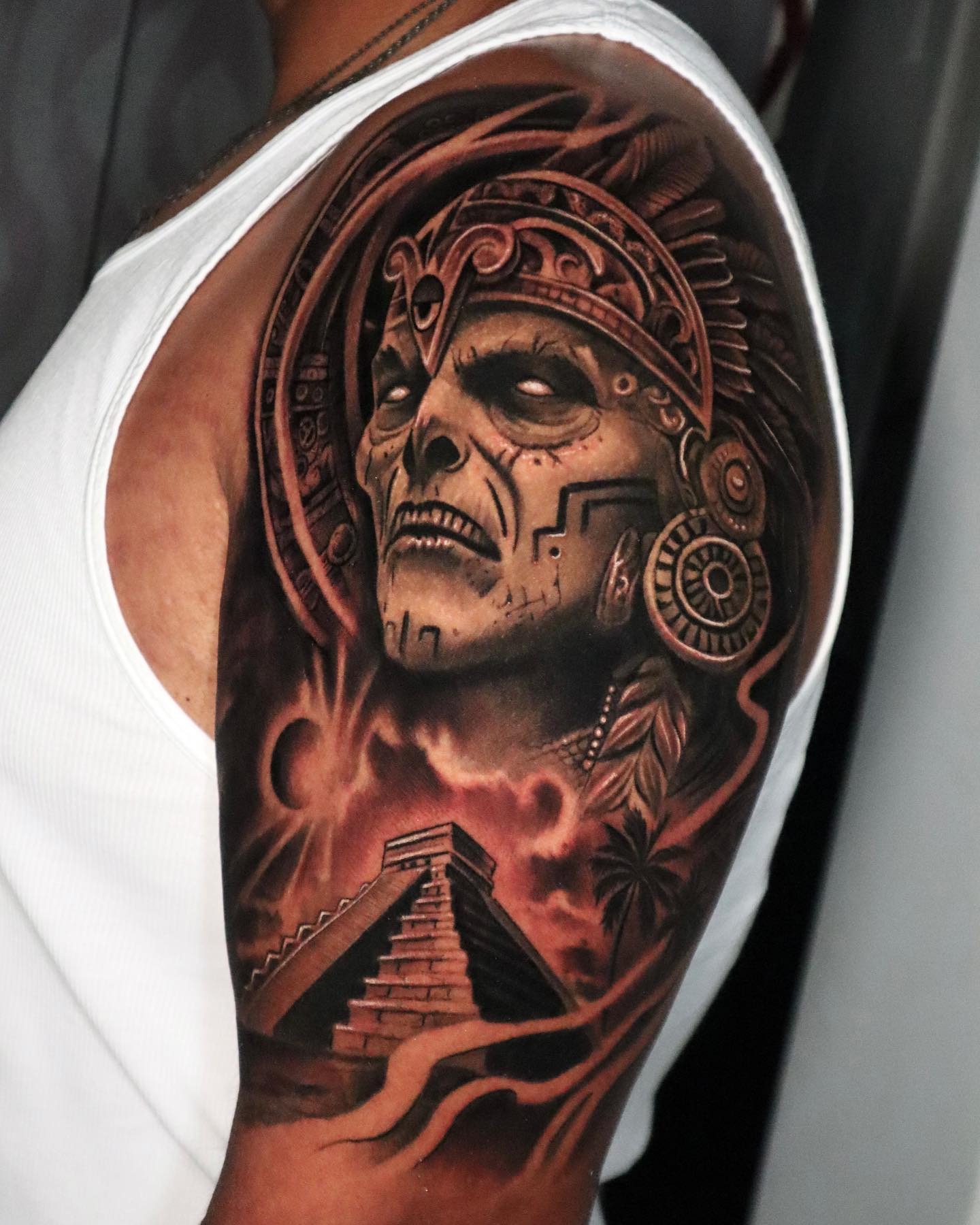 Aztec Skull Temple Tattoo Tattoo Design