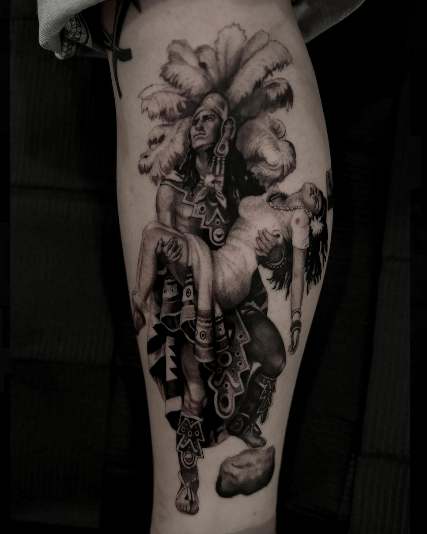 Aztec Warrior Carrying Sacrifice Tattoo Tattoo Design