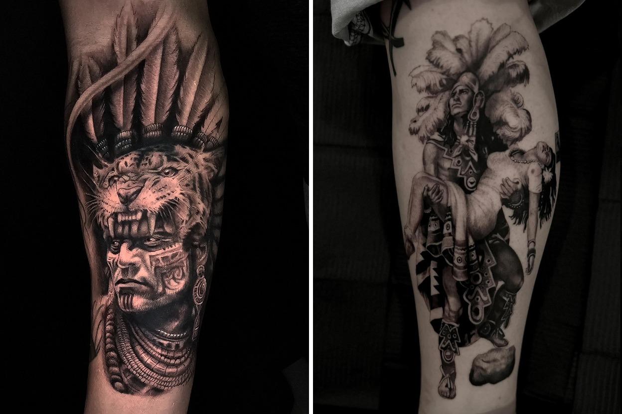 16 Inspiring Aztec Warrior Tattoo Ideas For Your Next Ink Featured Lookbook Collage