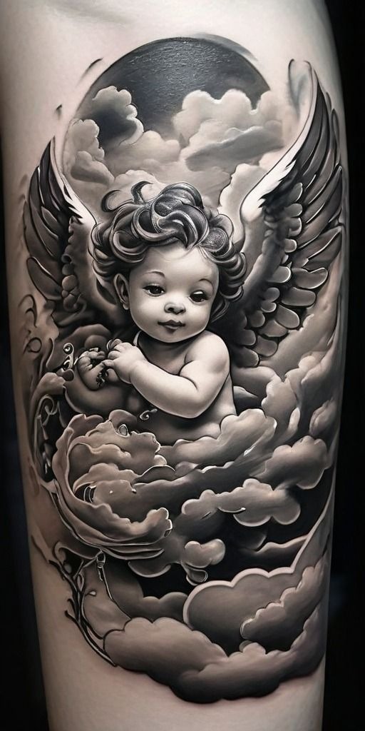 Cupid with a Bow Tattoo Design