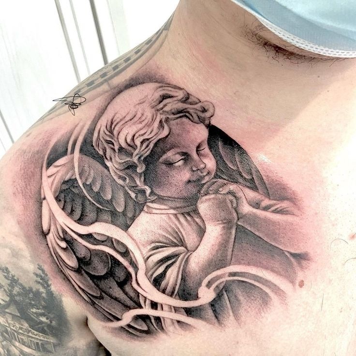 Peaceful Sleeping Angel Tattoo Design