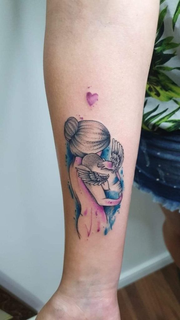 Praying Angel with Shadows Tattoo Design