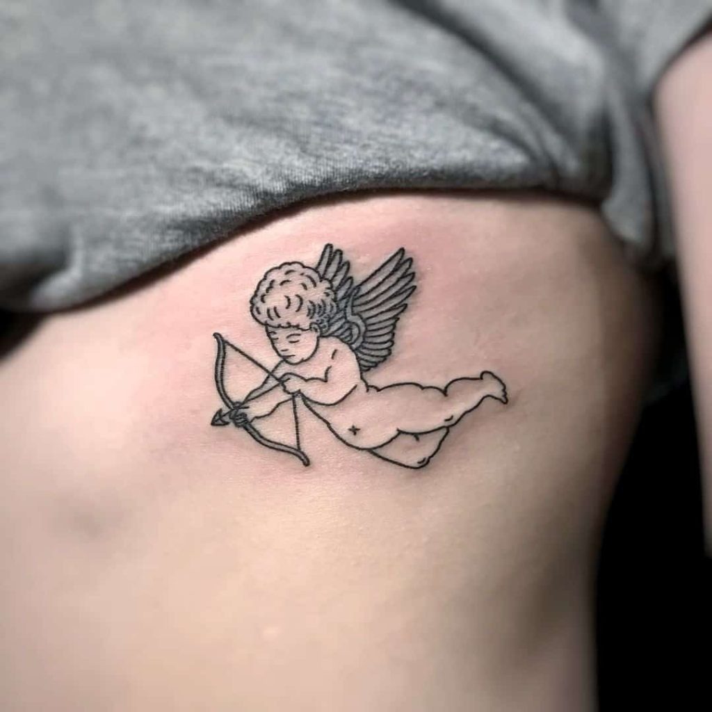Resting Angel Outline Tattoo Design