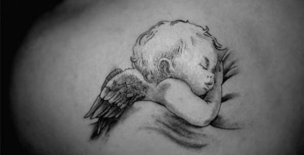 Standing Angel with Flowers Tattoo Design