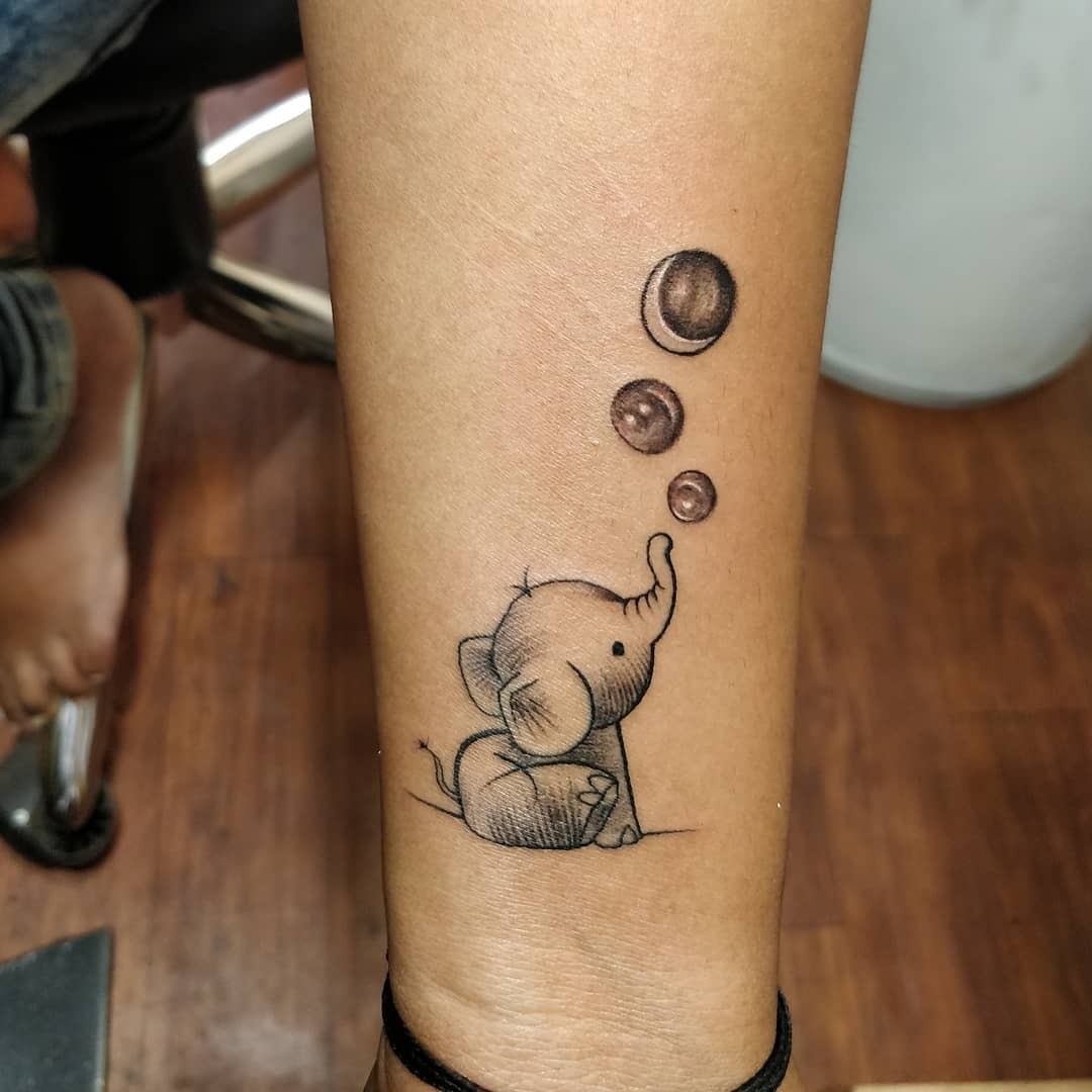 Baby Elephant Blowing Bubbles Tattoo Tattoo Design