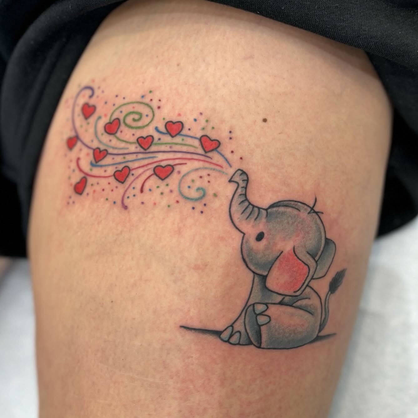 Baby Elephant Blowing Hearts Tattoo Tattoo Design