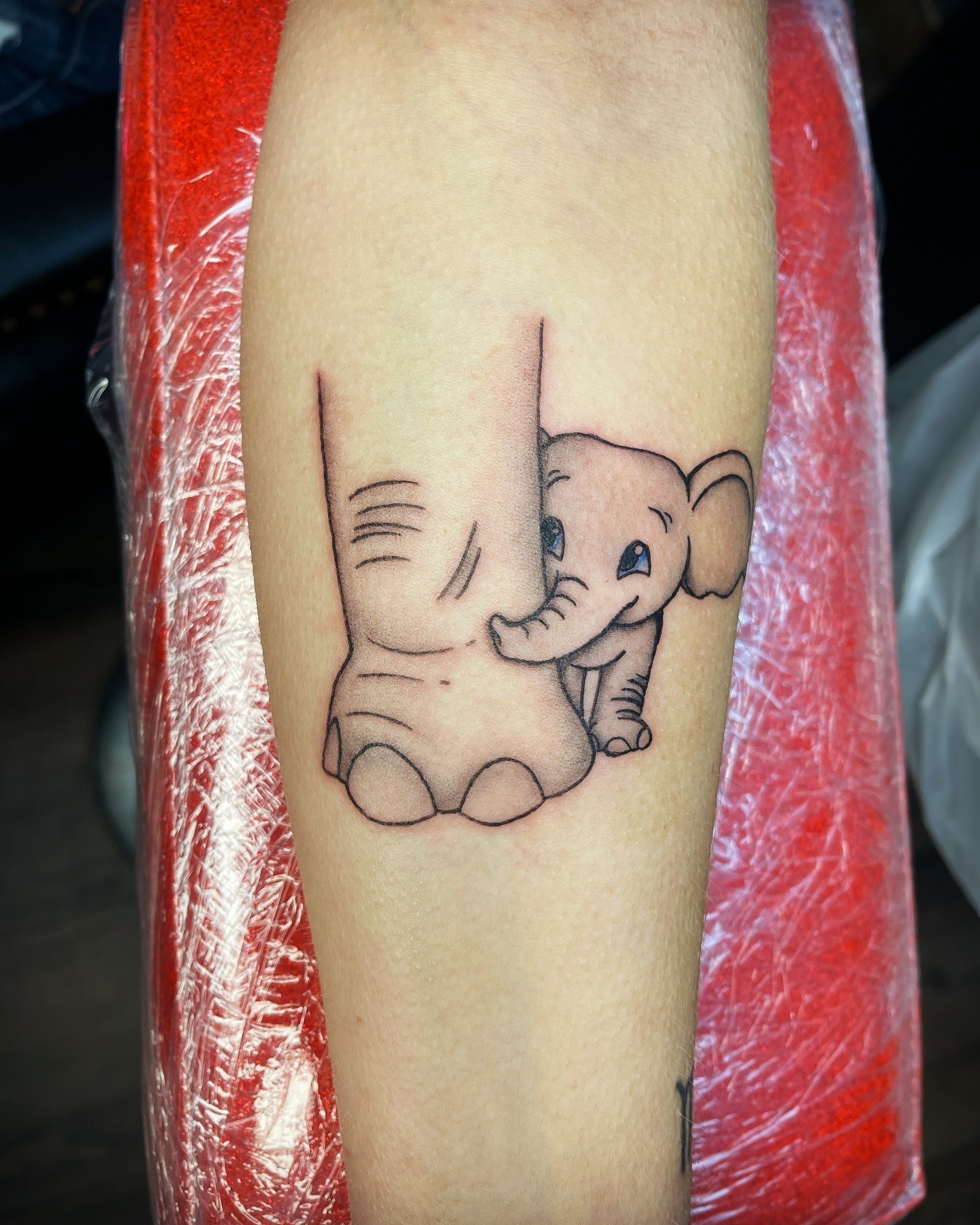Baby Elephant Hiding Behind Parent Tattoo Tattoo Design