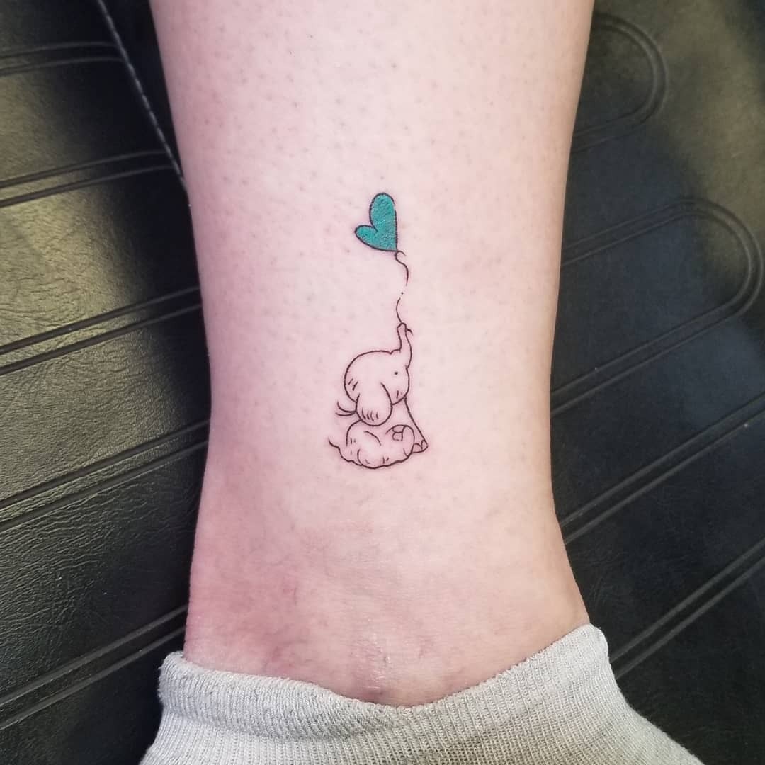 Baby Elephant With Heart Balloon Tattoo Tattoo Design