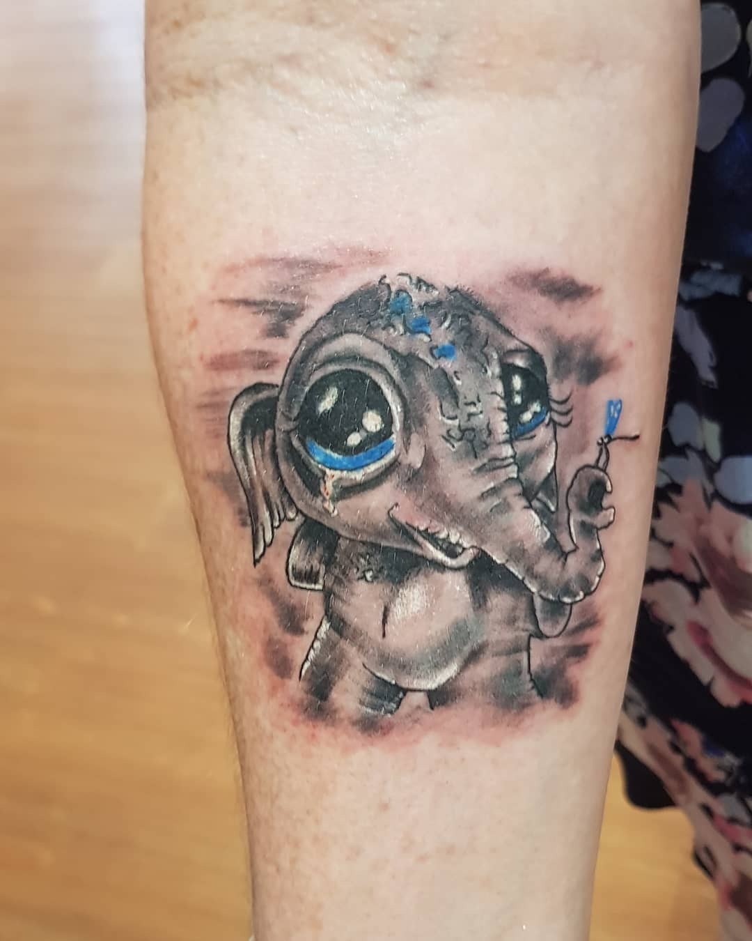 Big-Eyed Baby Elephant Tattoo Tattoo Design