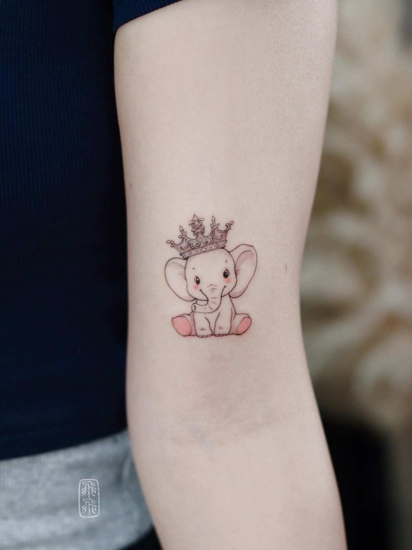 Crowned Baby Elephant Tattoo Tattoo Design