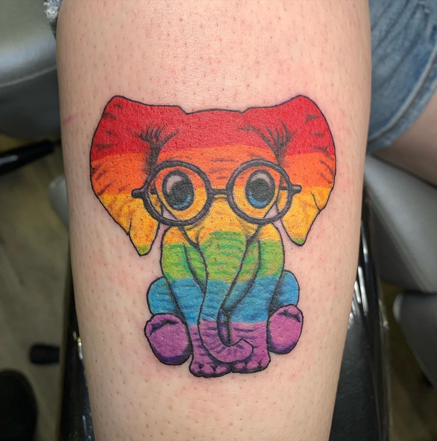 Rainbow Baby Elephant With Glasses Tattoo Tattoo Design