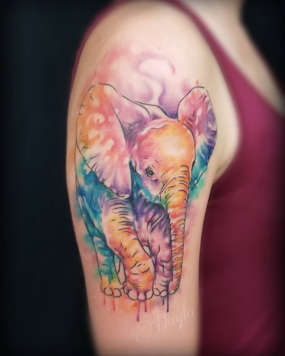 Watercolor Baby Elephant Tattoo Tattoo Design