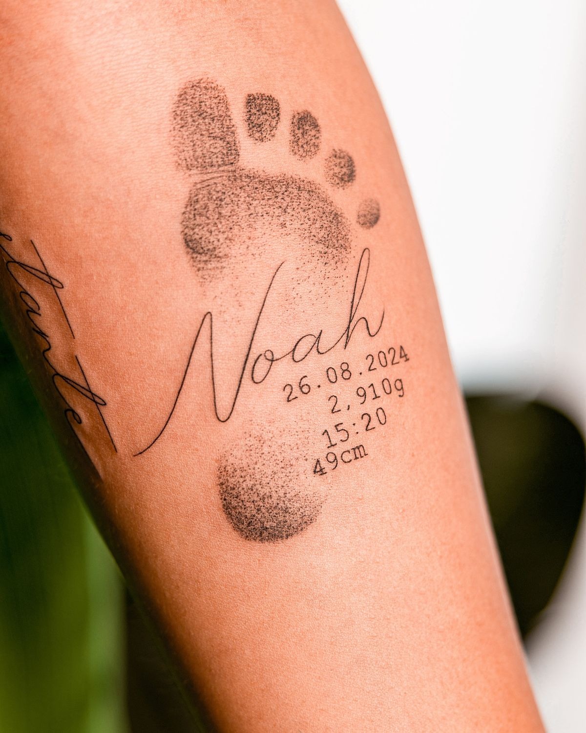Baby Footprint Tattoo with Birth Details Tattoo Design