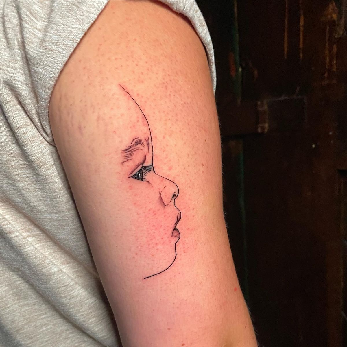 Minimal Baby Side Profile Tattoo Tattoo Design