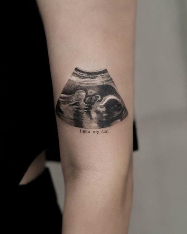 Ultrasound Tattoo Also Remembers Sonnet Denoting Love In Family Tattoo Design