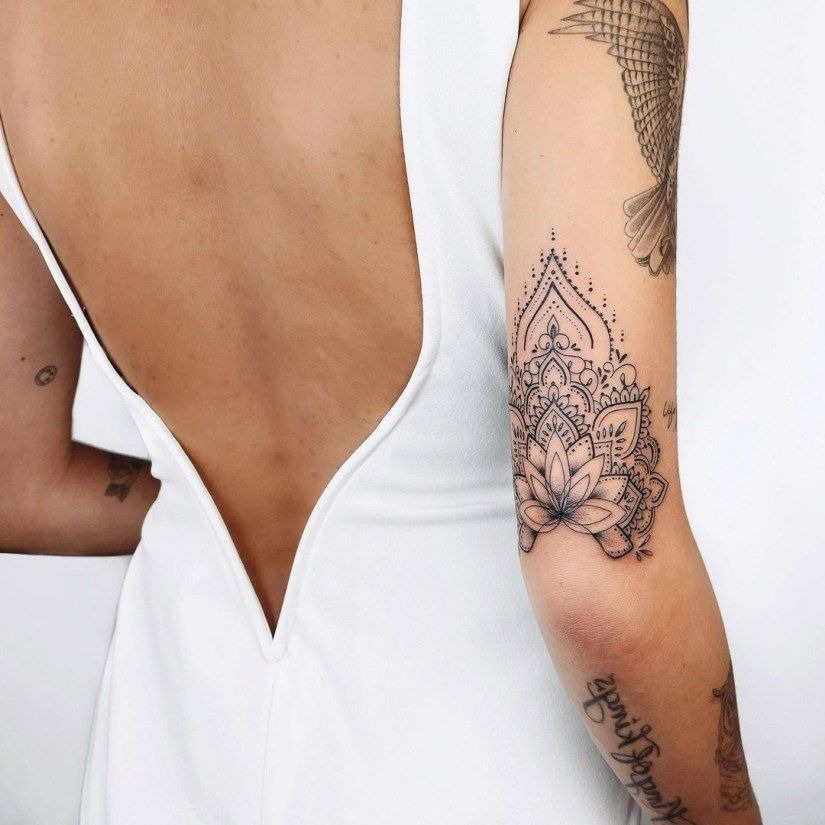 Gothic Window Moon Back of Arm Tattoo Tattoo Design