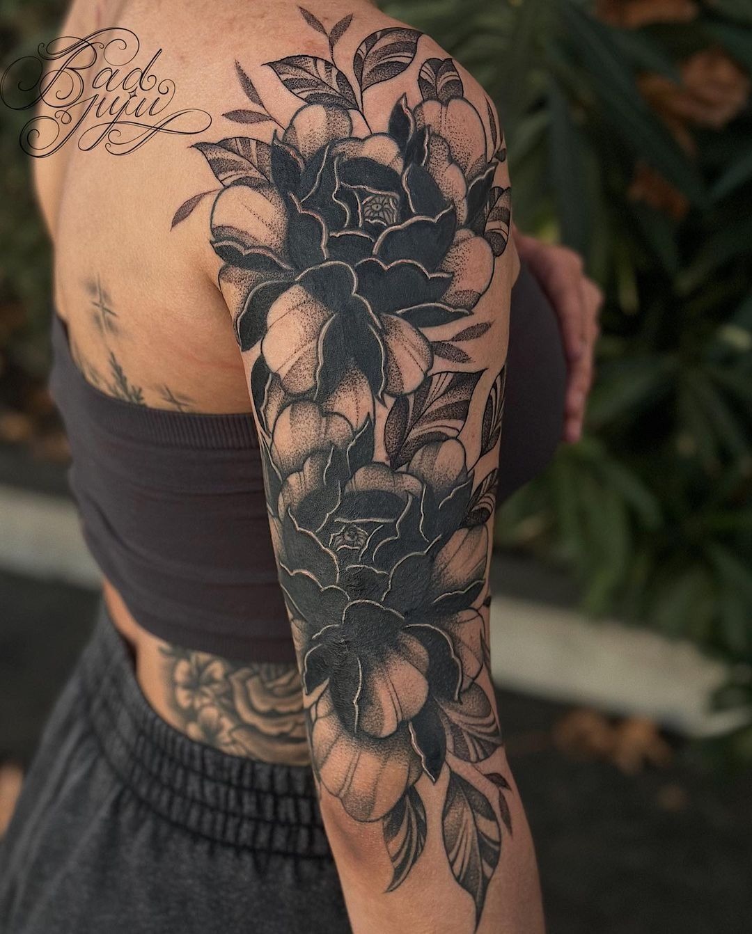 Minimal Bull Skull Back of Arm Tattoo Tattoo Design